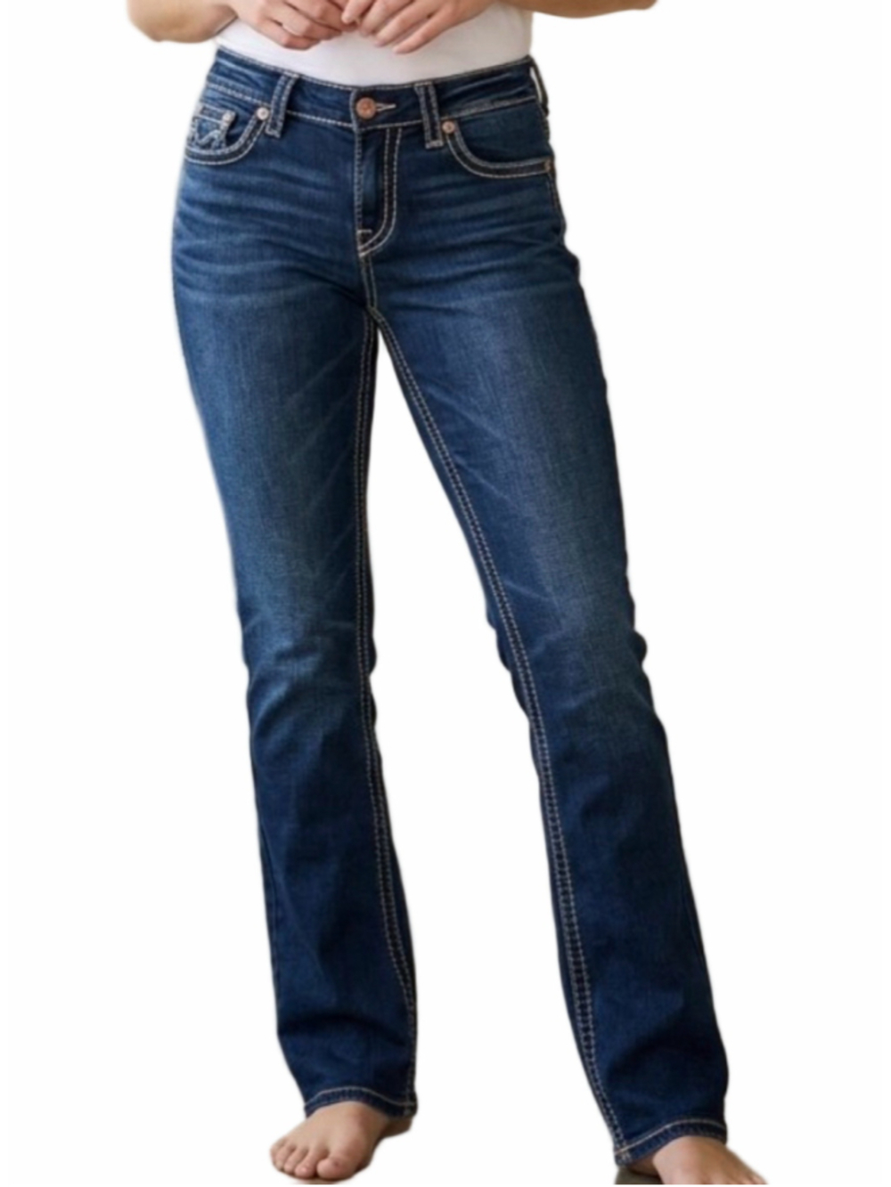Women's Silver Jeans Co. Suki Straight Leg Jeans Size 14 Blue 2073